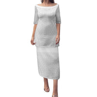 Lotu Tamaiti White Tongan Ngatu Family Matching Puletasi and Hawaiian Shirt Polynesian Tribal Fonulei Pattern LT9 Mom's Dress White - Polynesian Pride