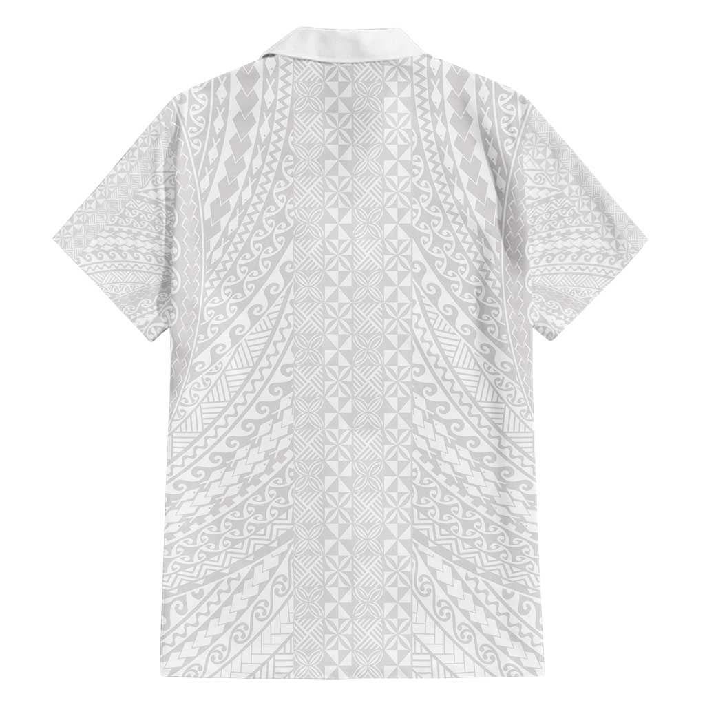 Lotu Tamaiti White Tongan Ngatu Family Matching Summer Maxi Dress and Hawaiian Shirt Polynesian Tribal Fonulei Pattern LT9 - Polynesian Pride
