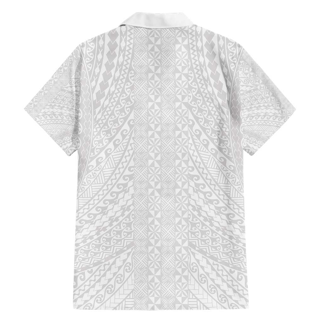 Lotu Tamaiti White Tongan Ngatu Hawaiian Shirt Polynesian Tribal Fonulei Pattern LT9 - Polynesian Pride