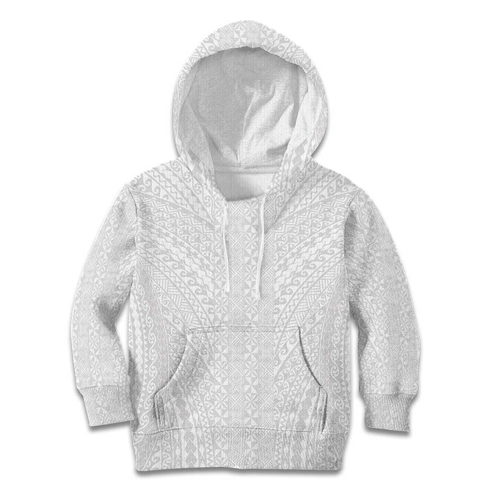 Lotu Tamaiti White Tongan Ngatu Kid Hoodie Polynesian Tribal Fonulei Pattern LT9 Hoodie White - Polynesian Pride