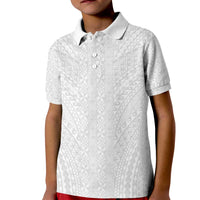 Lotu Tamaiti White Tongan Ngatu Kid Polo Shirt Polynesian Tribal Fonulei Pattern LT9 Kid White - Polynesian Pride