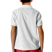 Lotu Tamaiti White Tongan Ngatu Kid Polo Shirt Polynesian Tribal Fonulei Pattern LT9 - Polynesian Pride
