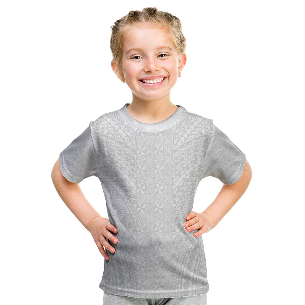Lotu Tamaiti White Tongan Ngatu Kid T Shirt Polynesian Tribal Fonulei Pattern - Polynesian Pride
