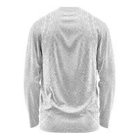 Lotu Tamaiti White Tongan Ngatu Long Sleeve Shirt Polynesian Tribal Fonulei Pattern LT9 - Polynesian Pride