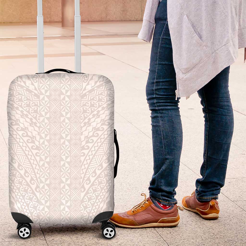 Lotu Tamaiti White Tongan Ngatu Luggage Cover Polynesian Tribal Fonulei Pattern LT9 White - Polynesian Pride
