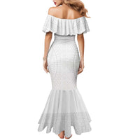 Lotu Tamaiti White Tongan Ngatu Mermaid Dress Polynesian Tribal Fonulei Pattern LT9 - Polynesian Pride