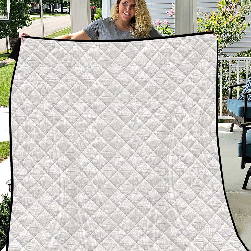 Lotu Tamaiti White Tongan Ngatu Quilt Polynesian Tribal Fonulei Pattern - Polynesian Pride