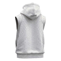 Lotu Tamaiti White Tongan Ngatu Sleeveless Zip Hoodie Polynesian Tribal Fonulei Pattern LT9 - Polynesian Pride