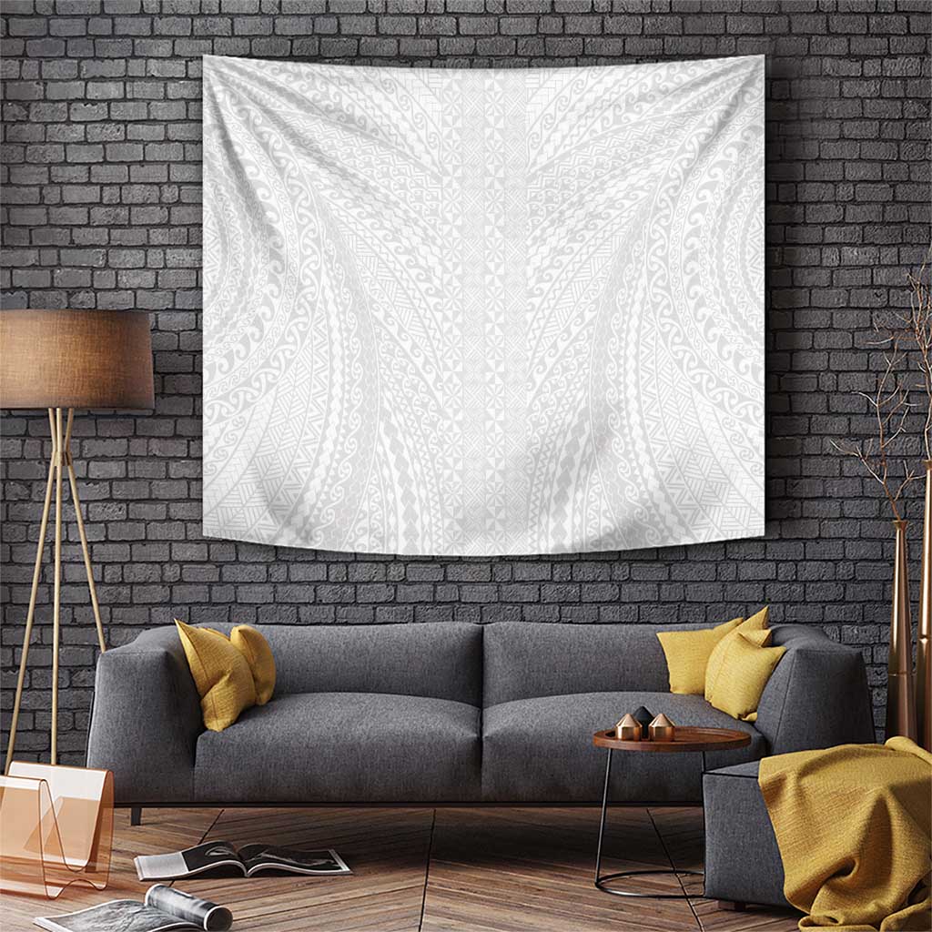 Lotu Tamaiti White Tongan Ngatu Tapestry Polynesian Tribal Fonulei Pattern - Polynesian Pride