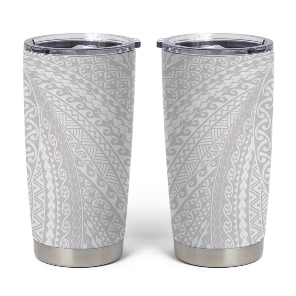 Lotu Tamaiti White Tongan Ngatu Tumbler Cup Polynesian Tribal Fonulei Pattern LT9 White - Polynesian Pride