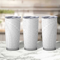 Lotu Tamaiti White Tongan Ngatu Tumbler Cup Polynesian Tribal Fonulei Pattern LT9 - Polynesian Pride