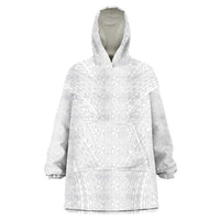 Lotu Tamaiti White Tongan Ngatu Wearable Blanket Hoodie Polynesian Tribal Fonulei Pattern LT9 One Size White - Polynesian Pride