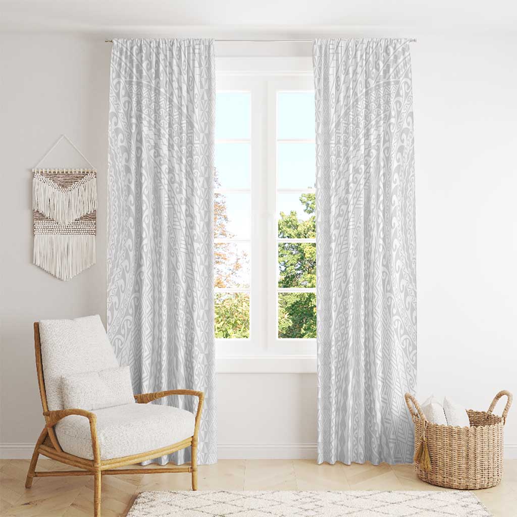 Lotu Tamaiti White Tongan Ngatu Window Curtain Polynesian Tribal Fonulei Pattern - Polynesian Pride