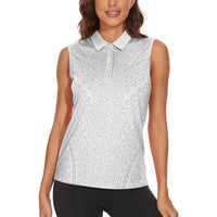 Lotu Tamaiti White Tongan Ngatu Women Sleeveless Polo Shirt Polynesian Tribal Fonulei Pattern LT9 - Polynesian Pride