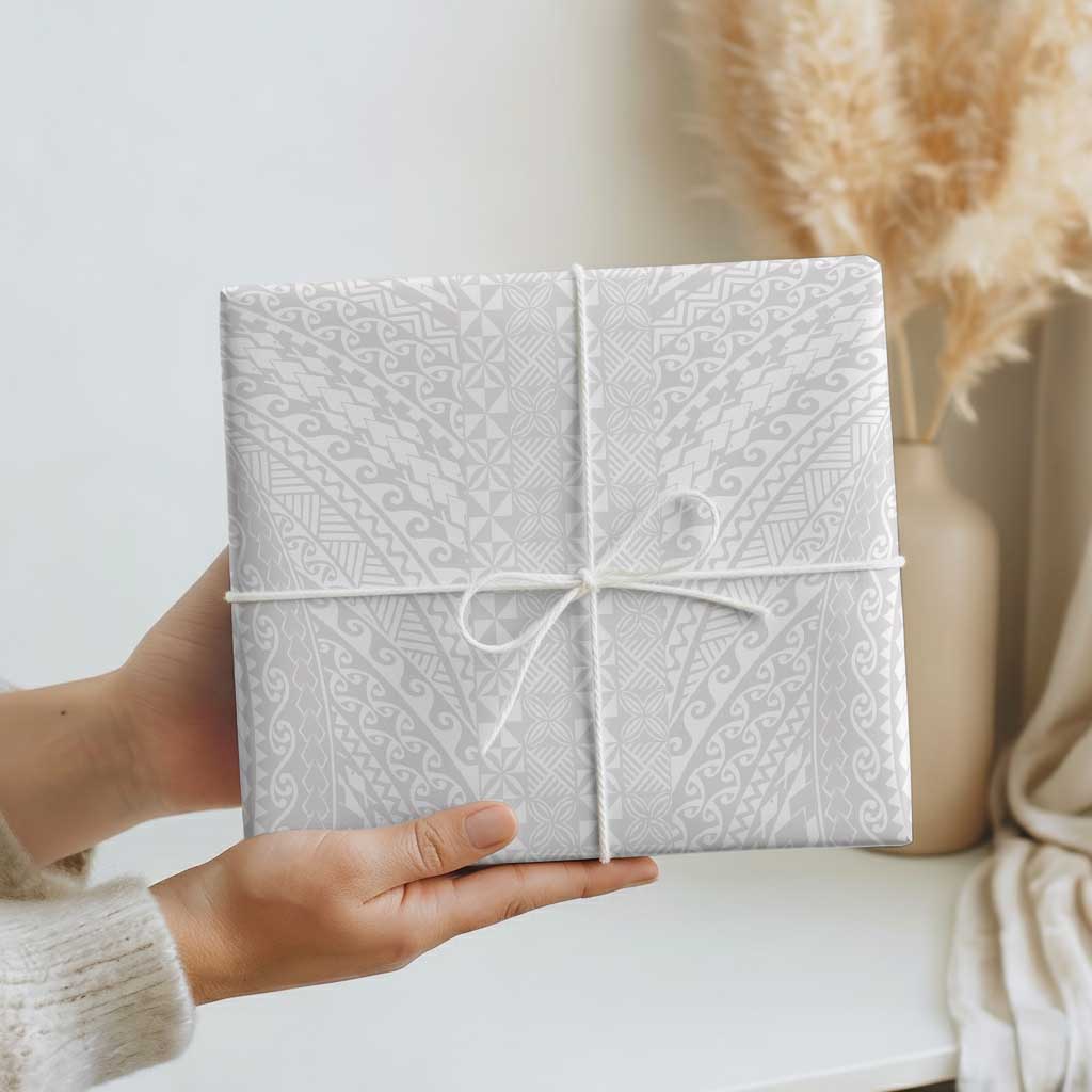 Lotu Tamaiti White Tongan Ngatu Wrapping Paper Polynesian Tribal Fonulei Pattern - Polynesian Pride