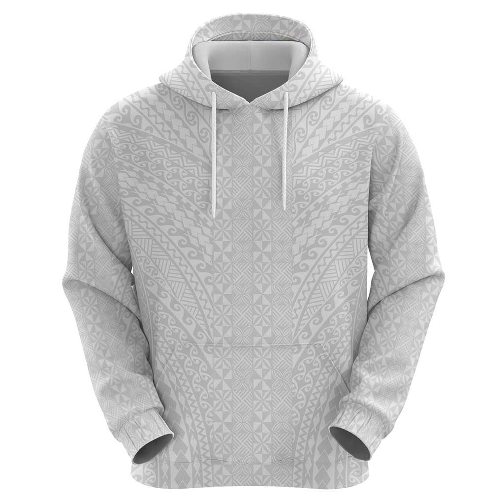 Lotu Tamaiti White Tongan Ngatu Zip Hoodie Polynesian Tribal Fonulei Pattern LT9 - Polynesian Pride