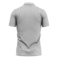 Lotu Tamaiti White Tongan Ngatu Zipper Polo Shirt Polynesian Tribal Fonulei Pattern LT9 - Polynesian Pride