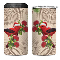 Christmas Hawaii with I'iwi Bird 4 in 1 Can Cooler Tumbler Aloha Mele Kalikimaka - Beige Art LT9 One Size: 16 oz Beige - Polynesian Pride