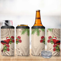 Christmas Hawaii with I'iwi Bird 4 in 1 Can Cooler Tumbler Aloha Mele Kalikimaka - Beige Art LT9 - Polynesian Pride