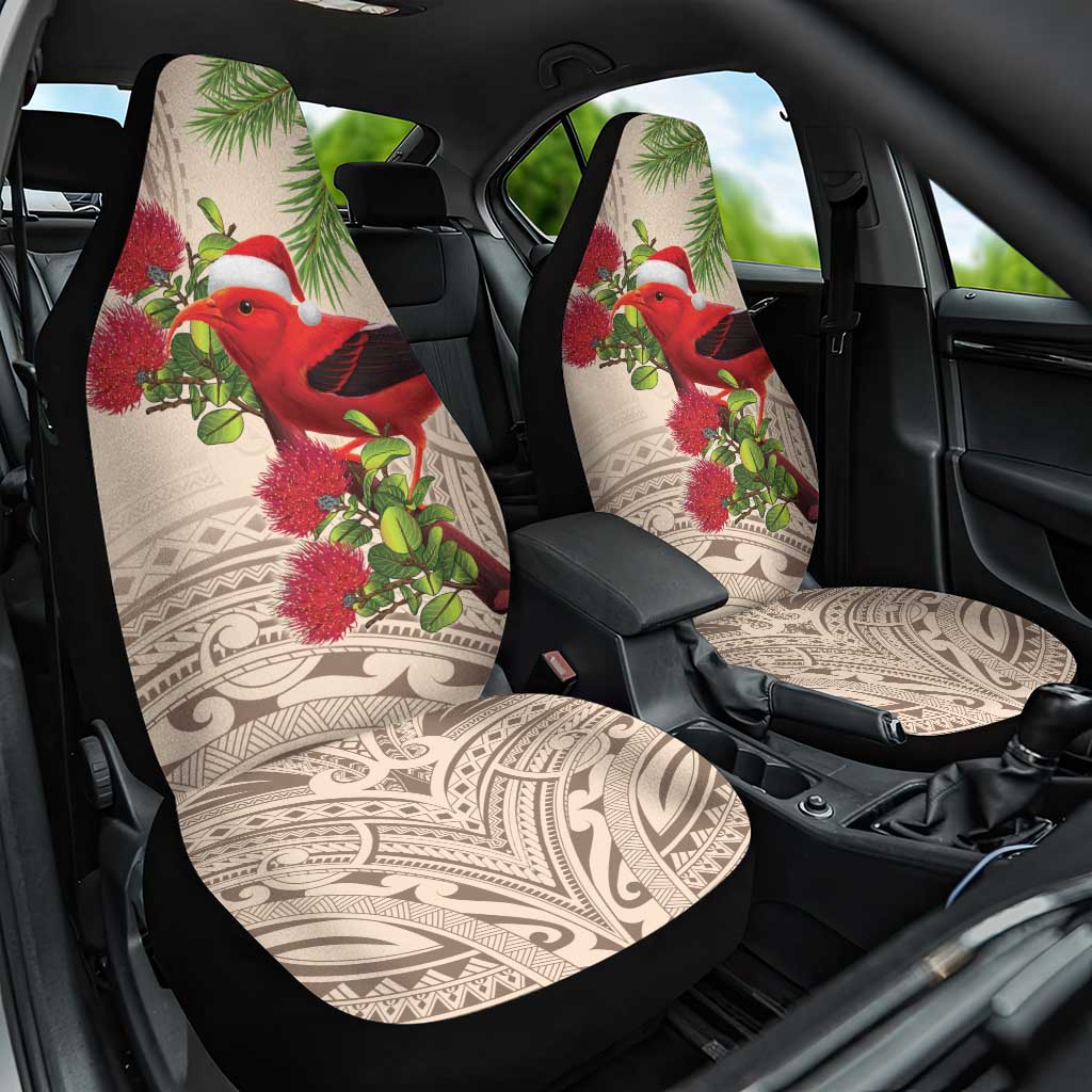 Christmas Hawaii with I'iwi Bird Car Seat Cover Aloha Mele Kalikimaka - Beige Art LT9 One Size Beige - Polynesian Pride