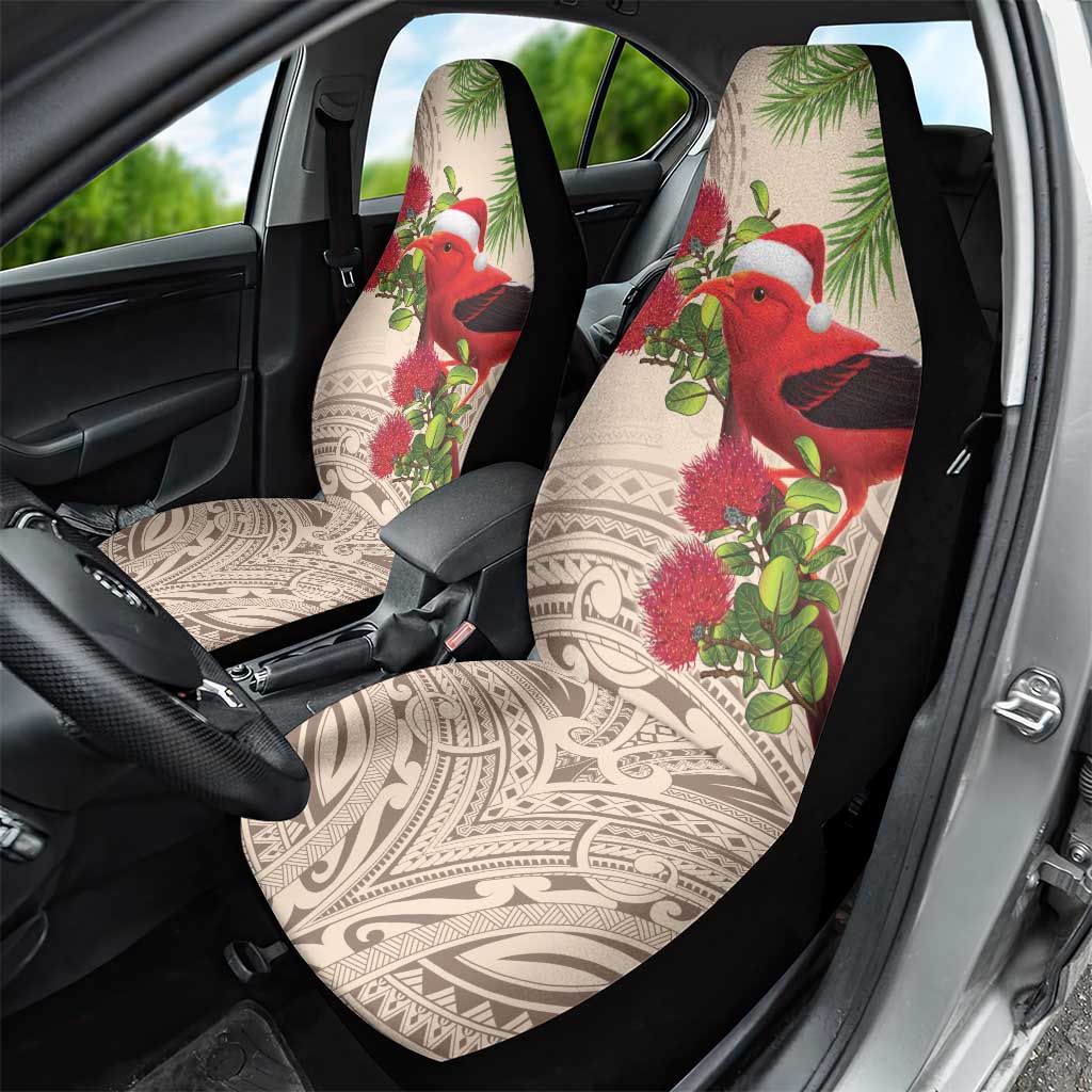 Christmas Hawaii with I'iwi Bird Car Seat Cover Aloha Mele Kalikimaka - Beige Art LT9 - Polynesian Pride