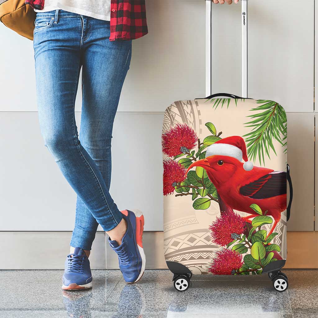 Christmas Hawaii with I'iwi Bird Luggage Cover Aloha Mele Kalikimaka - Beige Art LT9 - Polynesian Pride