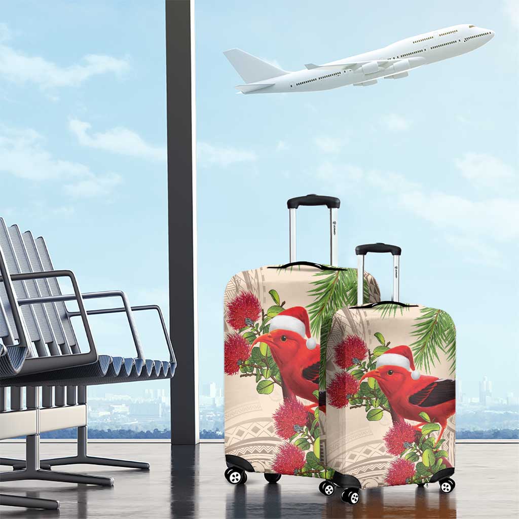 Christmas Hawaii with I'iwi Bird Luggage Cover Aloha Mele Kalikimaka - Beige Art LT9 - Polynesian Pride