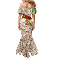 Christmas Hawaii with I'iwi Bird Mermaid Dress Aloha Mele Kalikimaka - Beige Art LT9 - Polynesian Pride