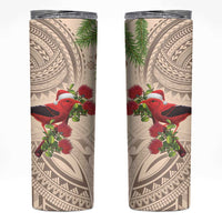Christmas Hawaii with I'iwi Bird Skinny Tumbler Aloha Mele Kalikimaka - Beige Art LT9 Beige - Polynesian Pride