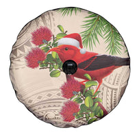 Christmas Hawaii with I'iwi Bird Spare Tire Cover Aloha Mele Kalikimaka - Beige Art LT9 - Polynesian Pride