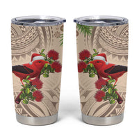 Christmas Hawaii with I'iwi Bird Tumbler Cup Aloha Mele Kalikimaka - Beige Art LT9 Beige - Polynesian Pride