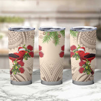 Christmas Hawaii with I'iwi Bird Tumbler Cup Aloha Mele Kalikimaka - Beige Art LT9 - Polynesian Pride