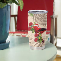 Christmas Hawaii with I'iwi Bird Tumbler Cup Aloha Mele Kalikimaka - Beige Art LT9 - Polynesian Pride