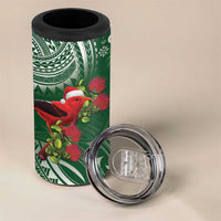 Christmas Hawaii with I'iwi Bird 4 in 1 Can Cooler Tumbler Aloha Mele Kalikimaka - Green Art LT9 - Polynesian Pride