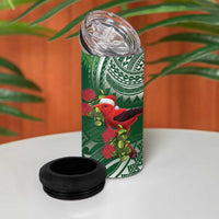 Christmas Hawaii with I'iwi Bird 4 in 1 Can Cooler Tumbler Aloha Mele Kalikimaka - Green Art LT9 - Polynesian Pride