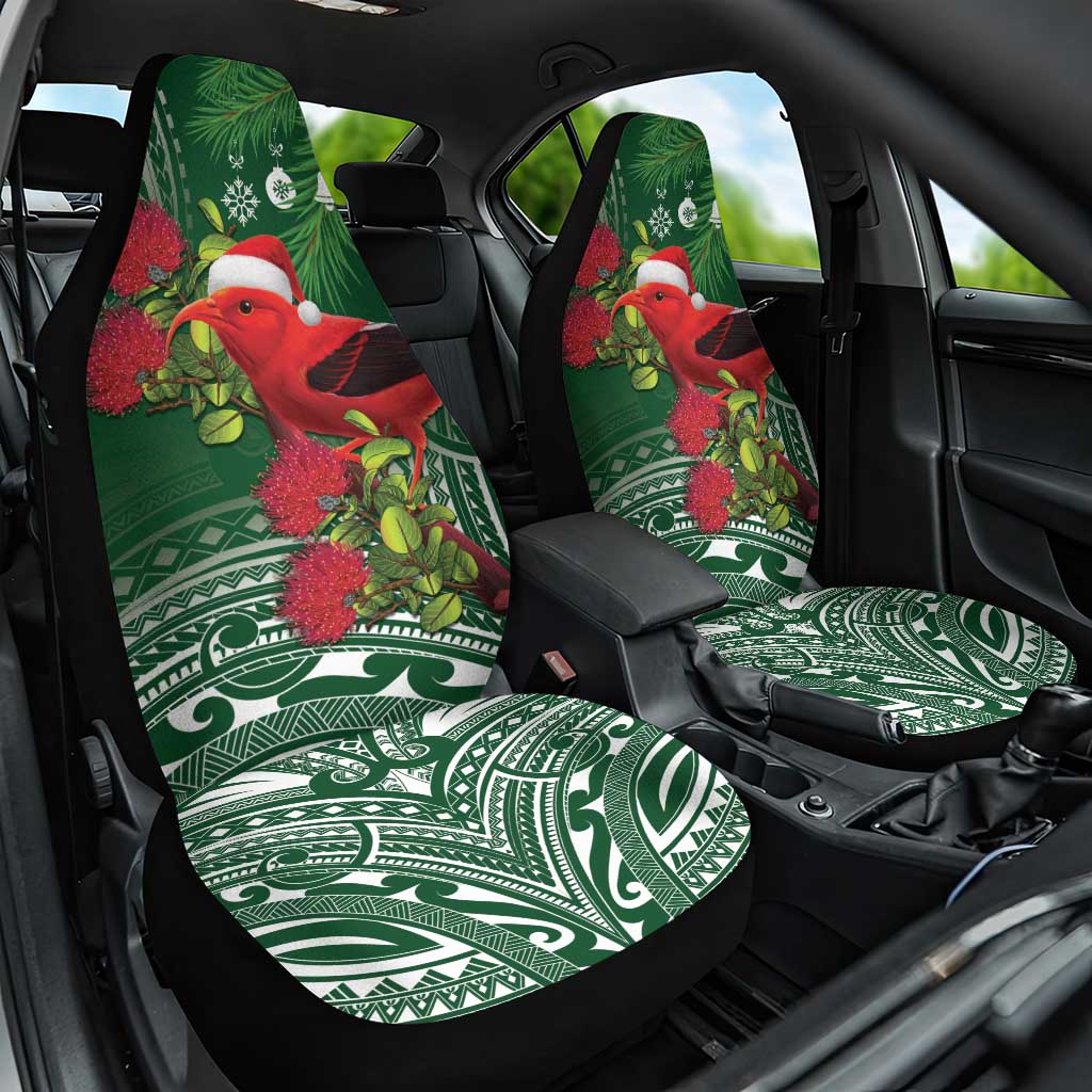 Christmas Hawaii with I'iwi Bird Car Seat Cover Aloha Mele Kalikimaka - Green Art LT9 One Size Green - Polynesian Pride