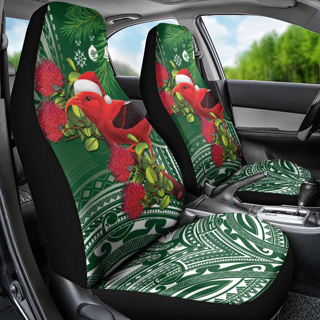 Christmas Hawaii with I'iwi Bird Car Seat Cover Aloha Mele Kalikimaka - Green Art LT9 - Polynesian Pride
