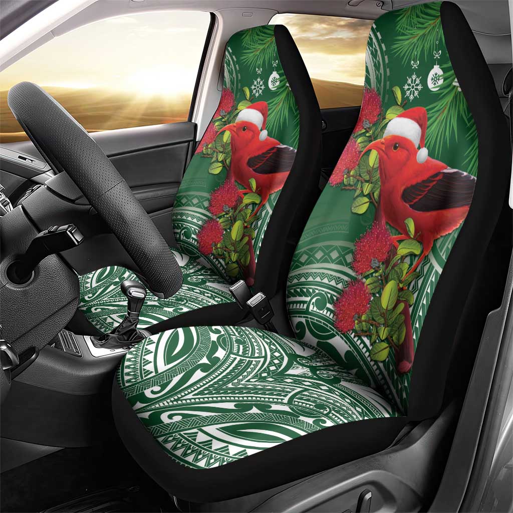 Christmas Hawaii with I'iwi Bird Car Seat Cover Aloha Mele Kalikimaka - Green Art LT9 - Polynesian Pride