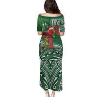 Christmas Hawaii with I'iwi Bird Family Matching Puletasi and Hawaiian Shirt Aloha Mele Kalikimaka - Green Art LT9 - Polynesian Pride