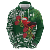 Christmas Hawaii with I'iwi Bird Hoodie Aloha Mele Kalikimaka - Green Art LT9 - Polynesian Pride