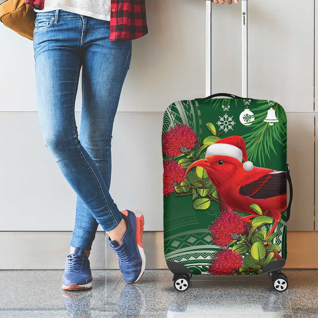 Christmas Hawaii with I'iwi Bird Luggage Cover Aloha Mele Kalikimaka - Green Art LT9 - Polynesian Pride