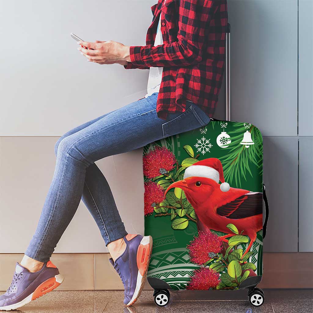 Christmas Hawaii with I'iwi Bird Luggage Cover Aloha Mele Kalikimaka - Green Art LT9 - Polynesian Pride