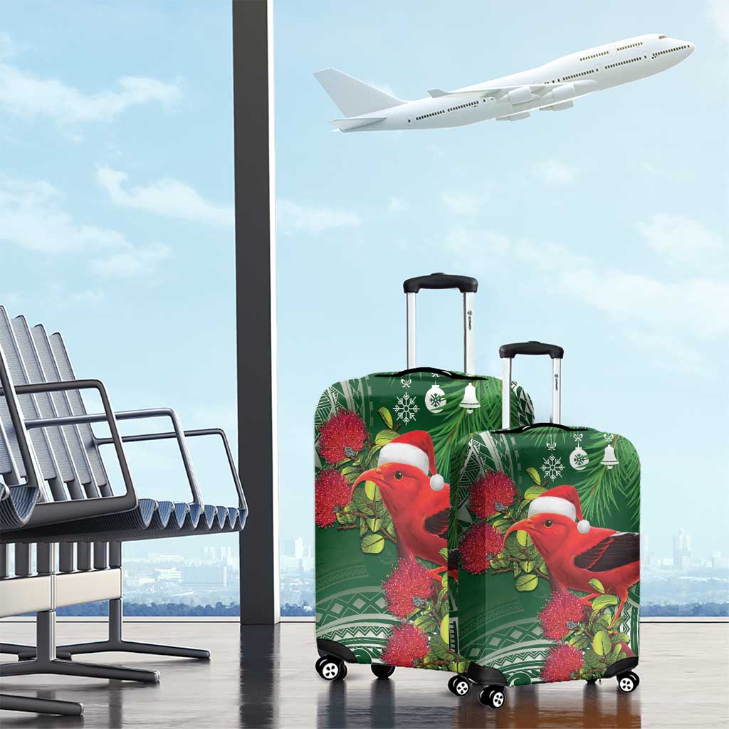 Christmas Hawaii with I'iwi Bird Luggage Cover Aloha Mele Kalikimaka - Green Art LT9 - Polynesian Pride