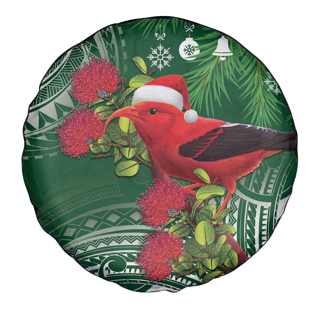 Christmas Hawaii with I'iwi Bird Spare Tire Cover Aloha Mele Kalikimaka - Green Art LT9 - Polynesian Pride