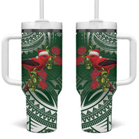 Christmas Hawaii with I'iwi Bird Tumbler With Handle Aloha Mele Kalikimaka - Green Art LT9 One Size: 40 oz Green - Polynesian Pride