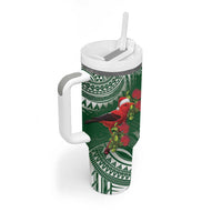 Christmas Hawaii with I'iwi Bird Tumbler With Handle Aloha Mele Kalikimaka - Green Art LT9 - Polynesian Pride