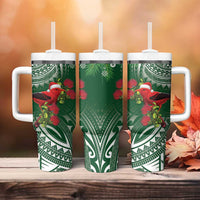 Christmas Hawaii with I'iwi Bird Tumbler With Handle Aloha Mele Kalikimaka - Green Art LT9 - Polynesian Pride