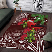 Christmas Hawaii with I'iwi Bird Area Rug Aloha Mele Kalikimaka - Oxblood Art LT9 Oxblood - Polynesian Pride