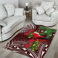 Christmas Hawaii with I'iwi Bird Area Rug Aloha Mele Kalikimaka - Oxblood Art LT9 - Polynesian Pride