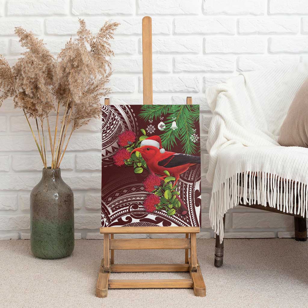 Christmas Hawaii with I'iwi Bird Canvas Wall Art Aloha Mele Kalikimaka - Oxblood Art LT9 - Polynesian Pride